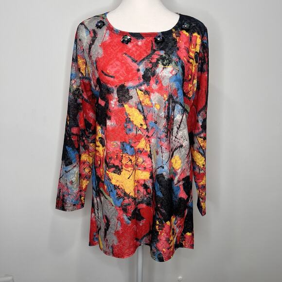 Women’s Mischa Multicolor Floral Shirt Top Size L - Picture 1 of 6